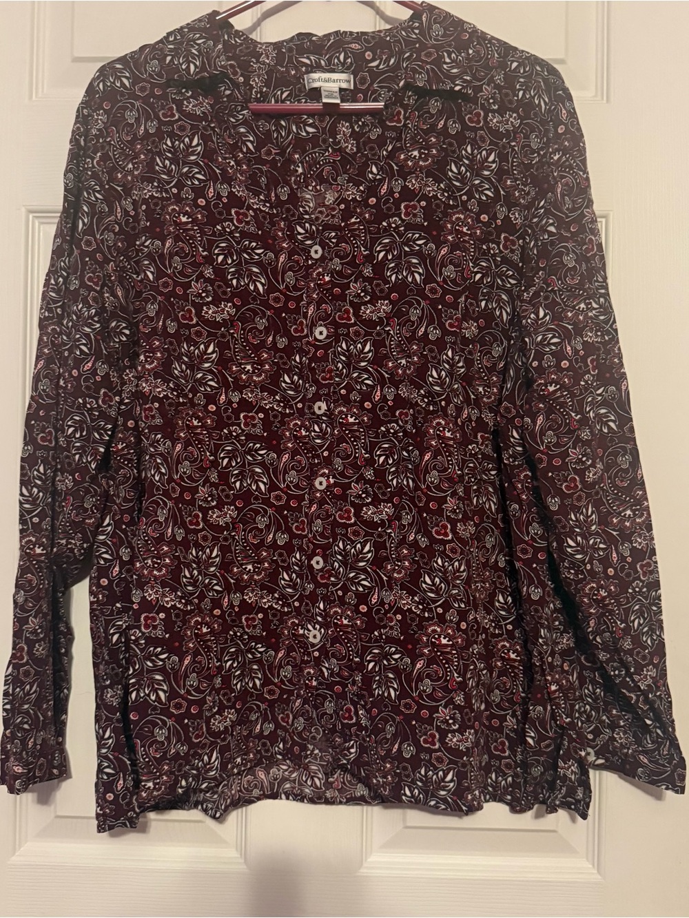 croft & barrow Burgundy Floral Button-Down Shirt